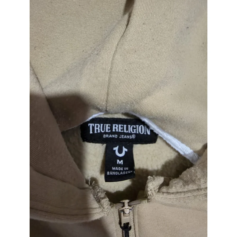 True Religion Beige Zip Up Hoodie Size Medium